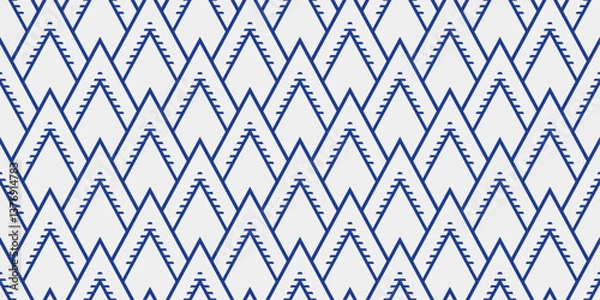 Obraz The mountains are formed by overlapping triangles with a textured, striped pattern inside. The pattern creates a sense of depth and movement.