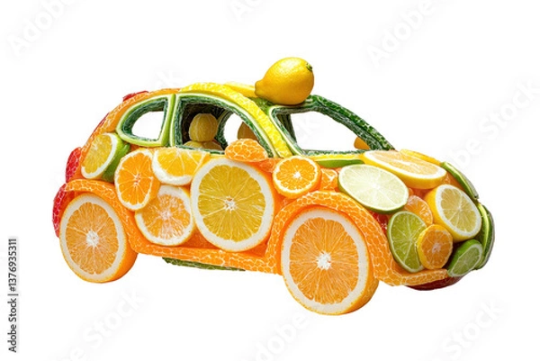 Obraz Citrus fruit car concept isolated on transparent background