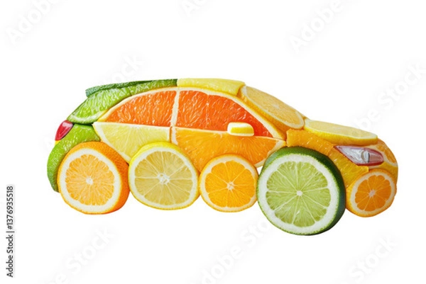 Obraz Citrus fruit car concept isolated on transparent background