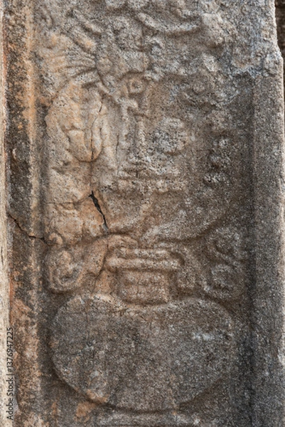 Obraz ancient rock carving stone art anuradapura