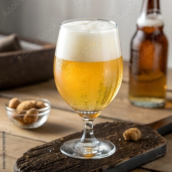 Obraz glass of beer on wooden table