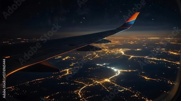 Fototapeta view from airplane window