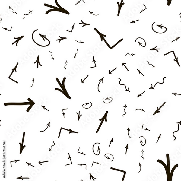 Obraz Seamless ornament from different handwritten arrows. Vector illustration background