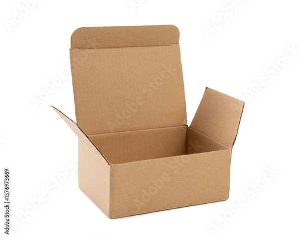 Obraz A cardboard box is open and empty isolated