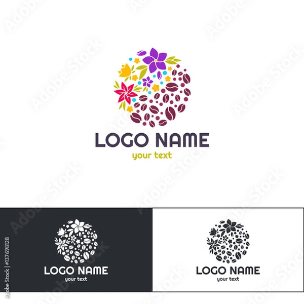 Fototapeta Flowers Coffee Logo Two