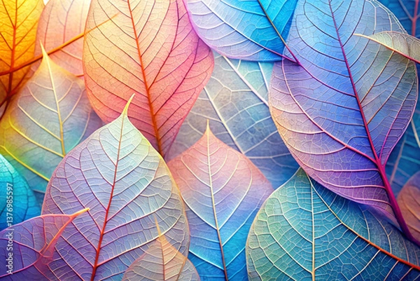 Obraz Colorful Transparent Skeleton Leaves Pattern