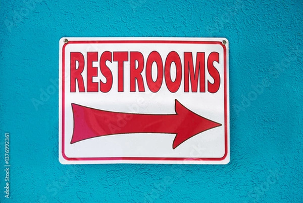 Fototapeta Restroom sign with arrow pointing right