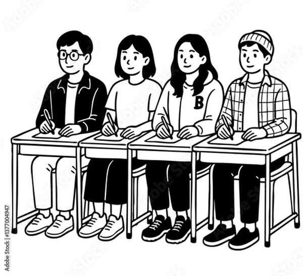 Fototapeta students in class