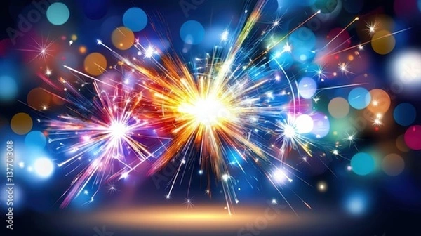 Fototapeta High energy particle collision event particle accelerator digital illustration cosmic environment dynamic viewpoint quantum concept