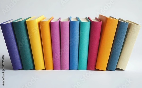 Fototapeta Colorful Book Stack Isolated on White Background for Education and Study