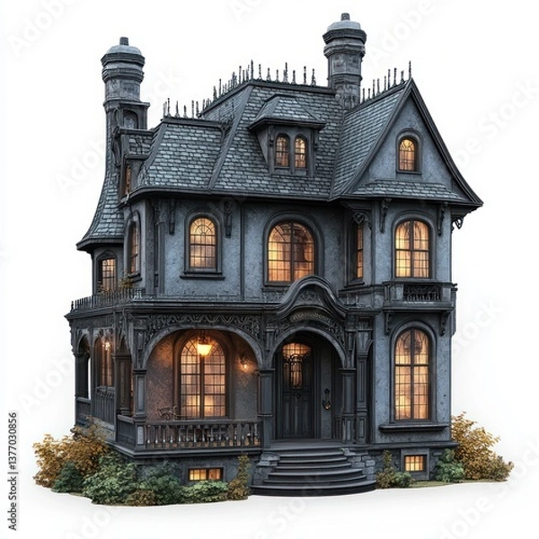 Fototapeta Haunted Victorian Doll House Creepy Architecture Scary Vintage Toy Miniature Ghostly Horror Gloomy Haunted House