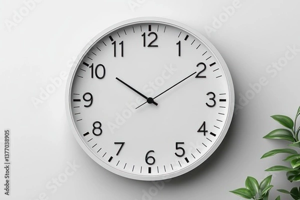 Fototapeta Modern Minimalist Wall Clock with Temperature and Humidity Meter on White Background
