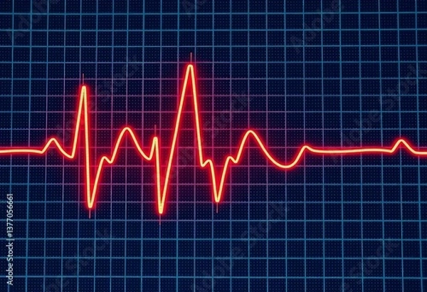 Obraz Close-up of EKG showing irregular heartbeat during a heart attack,  ICU,  vital signs