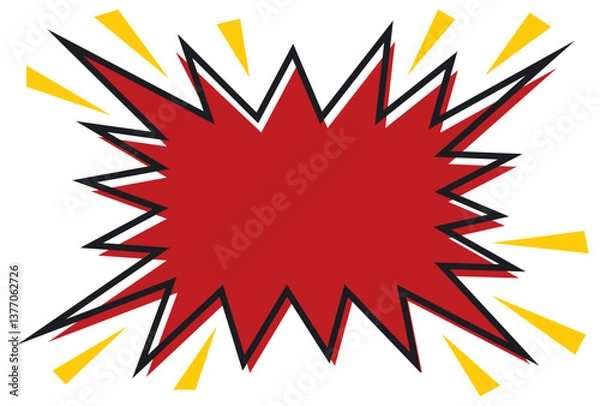 Fototapeta ギザギザ爆弾の四角吹き出しフレーム/赤