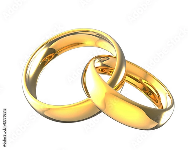 Obraz 3d illustration linked gold wedding rings