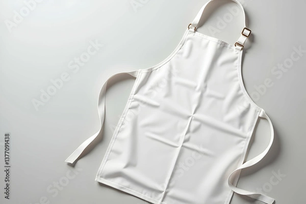 Fototapeta Close-up of pristine white chef's apron emphasizing cleanliness and readiness for culinary creations against a soft, neutral setting perfect for mockups