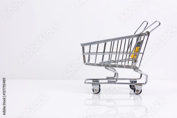 Obraz Empty Shopping Cart on White Background