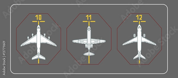 Fototapeta three airplanes on the terminal apron