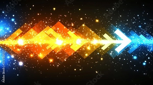 Fototapeta A stylized graphical chart showing exponential growth with arrows and glowing indicators.