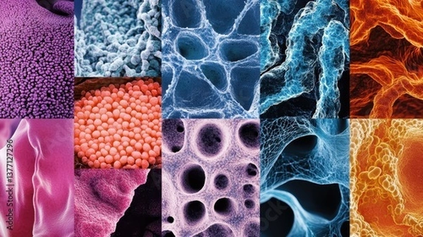 Fototapeta Microscopic Worlds A Tapestry of Biological Structures and Cellular Textures Medical Unveiled Through High Magnification Imagery Revealing the Intricate Beauty of Life