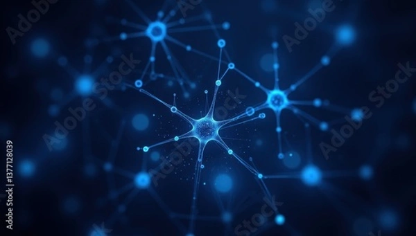 Fototapeta Intricate Neural Network Visualization with Glowing Blue Nodes