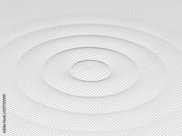 Obraz 波紋のワイヤーフレームバックグラウンド　ベクターイラストレーション