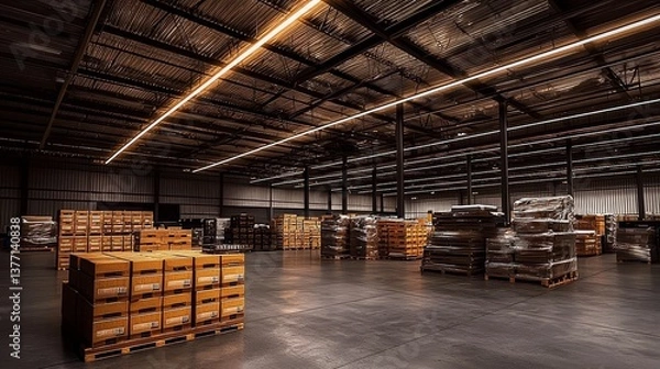 Fototapeta An industrial distribution center highlighting efficient storage solutions.
