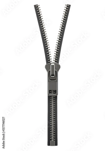 Fototapeta "Metal Zipper: Close-Up of Silver Fastener with Reflective Surface"