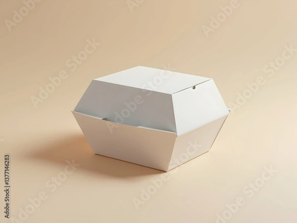 Fototapeta Minimalist Presentation of a White Blank Burger Box with Realistic Folding on a Neutral Surface, Suitable for Mockups and Product Display with Clean Lines