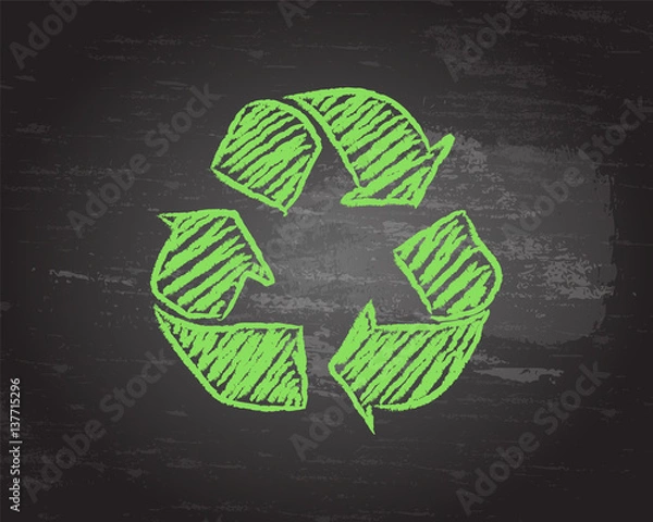 Obraz Recycle Symbol Blackboard