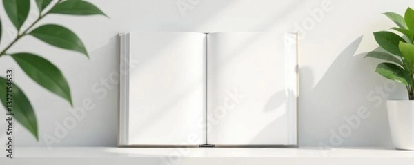Fototapeta Simple white vertical photo album mockup with blank interior spaces , design, clean