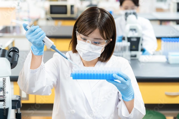 Fototapeta 研究をする科学者　撮影協力　学校法人電波学園 東京電子専門学校