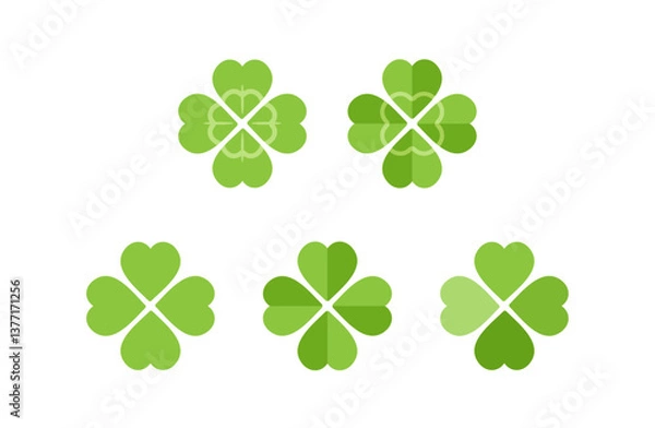 Obraz 四葉のクローバーのイラストセット