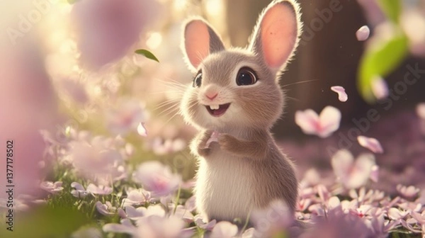 Fototapeta 花びらとうさぎ