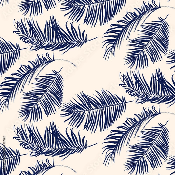 Obraz Blue palm leaves pattern