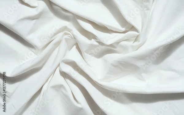 Obraz White fabric texture with soft folds and subtle pattern.  Close-up view of a draped white textile showing its texture and wrinkles.  The lighting creates soft shadows and highlights