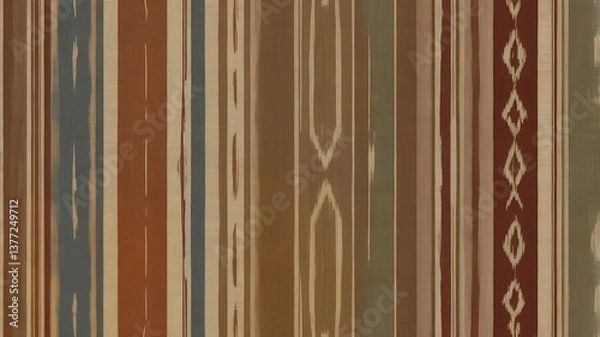 Obraz Handmade Ikat Textile Background in Earthy Tones – Traditional Pattern for Cultural & Artisanal Designs
