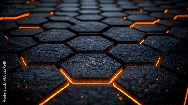 Fototapeta Dark Hexagonal Pattern Abstract Technology Background