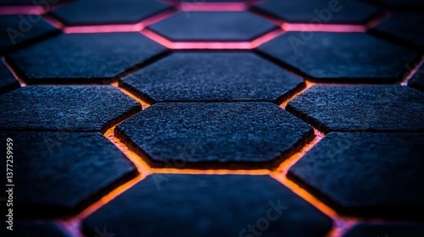 Fototapeta Dark Hexagonal Pattern Texture Background