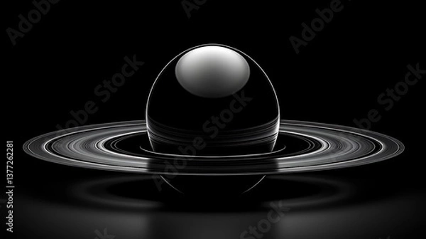 Fototapeta Dark Reflective Sphere with Concentric Rings