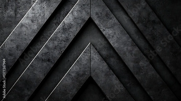 Fototapeta Dark, textured metal panels with arrow design