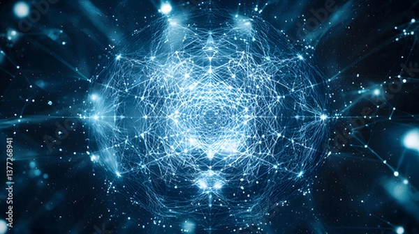 Obraz Neural network dynamics background wallpaper digital space abstract science futuristic environment high-tech viewpoint