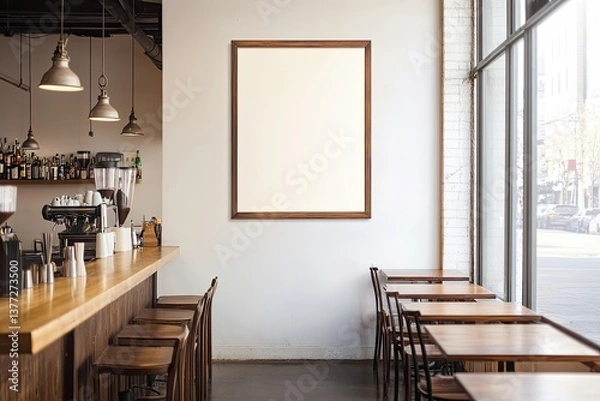 Obraz Modern cafe interior with blank poster (6)
