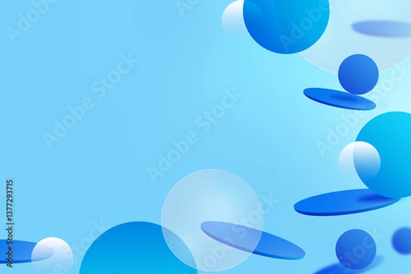 Fototapeta Abstract 3D geometric circle gradient soft light blue bokeh background for Graphic business background technology digital design illustration web template background backdrop desktop wallpaper bubbles