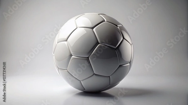 Fototapeta Minimalist 3D Soccer Ball Wallpaper, Isolated White Background