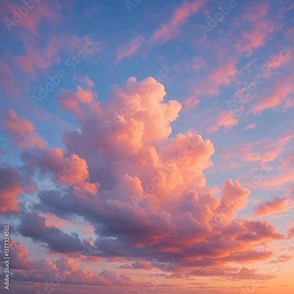 Fototapeta Colorful Sunset Sky with Pink and Purple Clouds – Scenic Cloudscape at Dusk