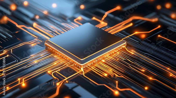Obraz Technological advancements in microprocessors digital realm graphic rendering futuristic environment close-up view innovation insights