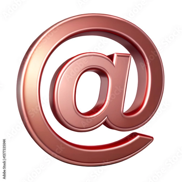Fototapeta Email Symbol: A photorealistic render of the "@" symbol, designed in a sleek, metallic rose-gold, embodying the essence of digital communication and connectivity. 