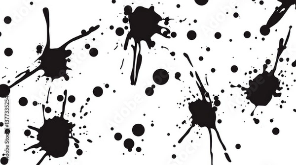 Fototapeta Abstract ink splatter design with dynamic black shapes