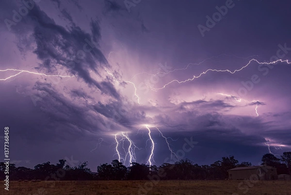 Obraz Lightning storms Buxton NSW Australia.